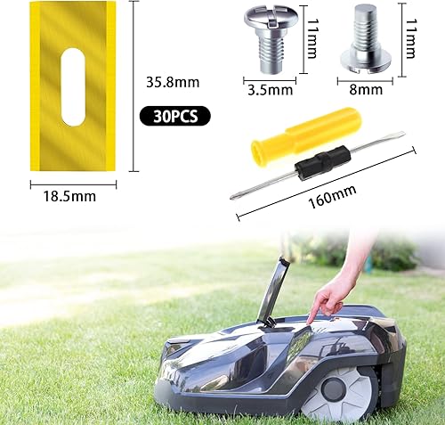 Lame Robot Tagliaerba, 30 Pezzi Lama per Tagliaerba Compatibile Husqvarna, McCulloch, Flymo, Lama Robot da Prato, Lama Tosaerba (D'oro) - Honorern