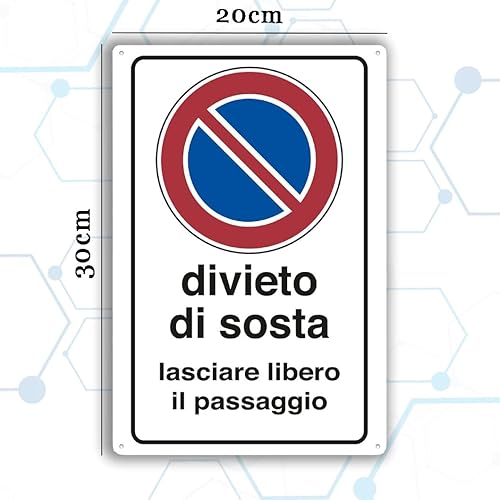 cartello divieto di sosta lasciare libero il passaggio in pvc 30cm x 20cm– Cartello autoadesivo| Sign, Schild | Impermeabili Lavabili, locali commerciali, cancelli, garage - Honorern