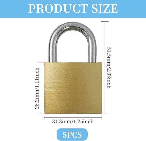 5 Pezzi 32 mm Lucchetto,Mini Lucchetto con Chiave,Metallo Piccolo Lucchetto per Valigie,Armadietti,Bagagli,Borse da Viaggio,Zaino - Honorern