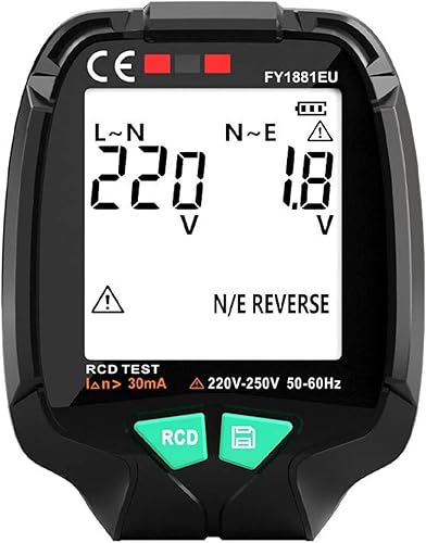 Tester di Presa, Prese Tester per Prese a Schermo Intero Ground Zero Tensione CA 30V-250V Spina di Prova RCD Verifica Fase polarità (Spina UE) - Honorern