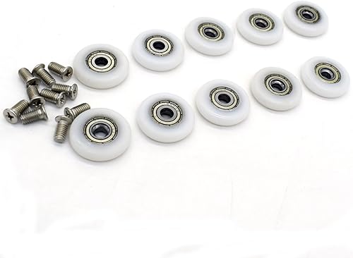 confezione di 10 rotelle, guide di scorrimento per porte della doccia di 22 mm - Honorern