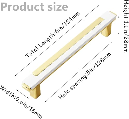 6 pezzi Maniglia per mobili da cucina 128 mm Maniglia per mobili in oro bianco Maniglia per cucina Maniglia per porta cucina Maniglia cassetto - Honorern