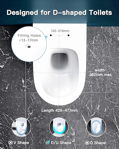 Sedili WC, copriwater universal, Urea-formaldeide, Chiusura Ammortizzata tavoletta wc con Sgancio Rapido a un Pulsante, facile da montare, Fissaggio Superiore, a Forma di U - Honorern