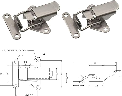 Chiusura A Leva per Tavoli Bauli Ante Fai da Te - Kit 2 o 10 (Kit 2pz) - Honorern