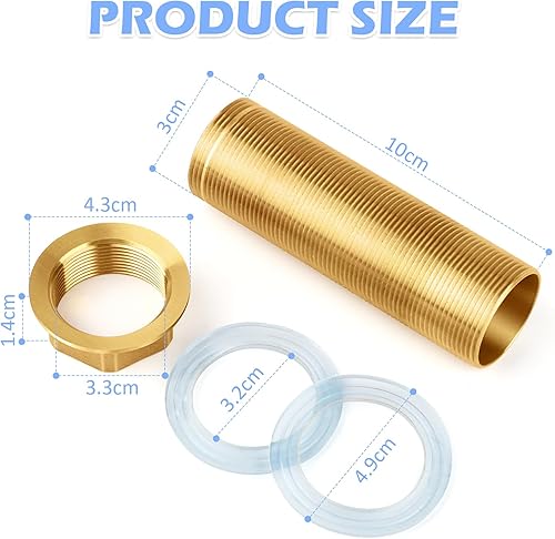 Kit di Prolunghe Filettate, M30*10 cm Set Prolunga per Rubinetto con Prolunga Alta Kit Dado di Bloccaggio con Albero Filettato Prolunga per Tubo Filettato per Rubinetti per Tubi Filettati - Honorern
