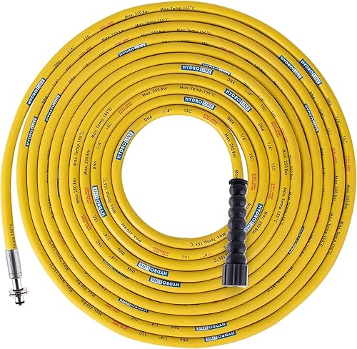 Tubo flessibile per idropulitrice - ricambio Kärcher 11 mm GIALLO - 15 m 250 bar DN6 Profi M22 x 1,5 Tubo flessibile per alta pressione compatibile con Kärcher HD HDS - attacco 11 mm - Honorern