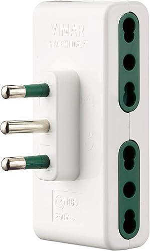 VIMAR, RI.01165B Adattatore multiplo SICURY, spina 16A (grande) standard italiano tipo S17, 4 Bpresa 16A tipo P17/11, bianco - Honorern