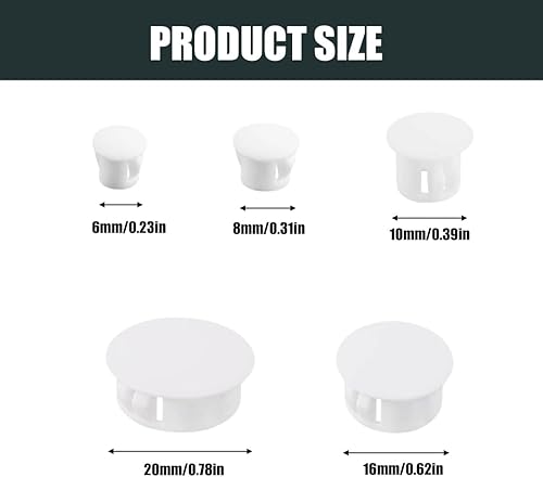 100 pcs Tappi Copriforo,Tappi per Fori in Plastica,Tappi per Fori di Perforazione,Copriforo per Mobili,Tappi di Copertura per Fori di Trapano,Tappi per Viti,per Cassetto Mobili (6,8,10,16,20mm) - Honorern