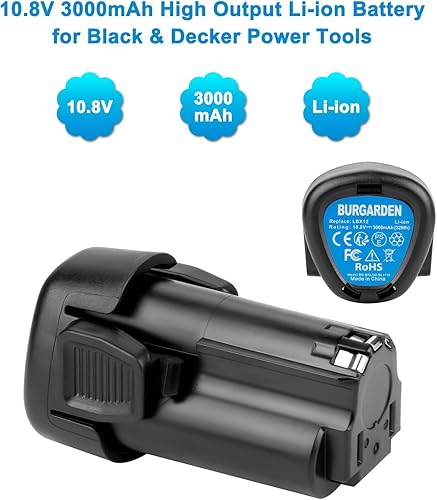 10.8V 3000mAh Batteria di Ricambio per Black & Decker BL-1510 BL-1310 BL-1110 LB-12 LBXR-12 LBX-12 per EGBL-108 EGBL-106 HPL-10IM HPL-10IM HPL-10IM HPL-108 RS - Honorern