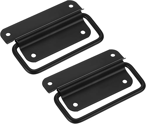 QUARKZMAN Maniglie per Cassa, 2 Pezzi - Maniglia Pieghevole in Acciaio Inossidabile, Maniglie per Cassa di Legno, Cassa Degli Attrezzi, Attrezzatura Industriale, Tagliere, Baule (Nero) - Honorern