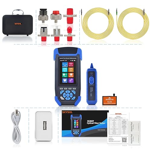 1310nm/24dB+1550nm/22dB Fibra OTDR con OPM+OLS+VFL+Mappa degli Eventi+Prova di Perdita+Tester RJ45+Cercatore RJ45 SM Tester Per Fibra Ottica Compatibile con APC&UPC SC+FC+ST+LC-SS303T-2A1 - Honorern