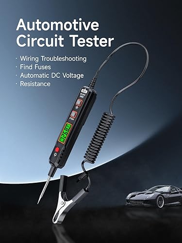 B1 Tester di Tensione, Tester di Circuito con Gamma DC 0.8V-100V, Test di Continuità, Tester Elettrico con Torcia, Allarme Cicalino per Batteria Auto Continuità Fusibili - Honorern