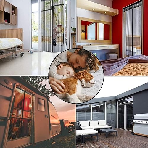 Porta zanzariera Magnetica 80x130cm, Autoadesivo Zanzariera, Autoadesiva Traspirante, Maglia Magnetico, per Porte d'Ingresso,Porte, Cortili（Nero） - Honorern