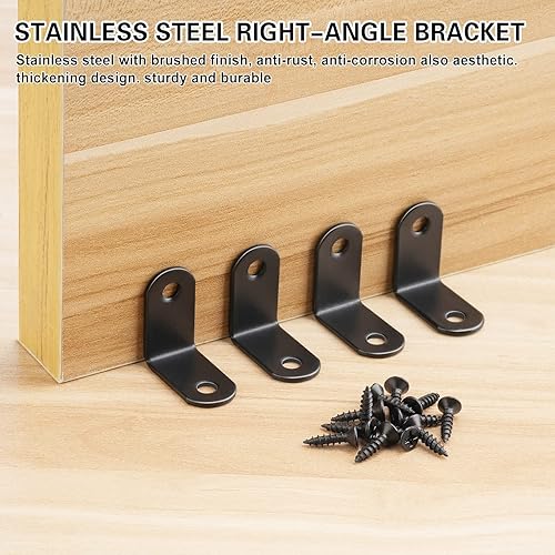 Oumuik 10 pezzi Supporti Angolo Staffe Angolari Inox Con 40 Viti per Ripiani, 90 Gradi Squadrette Angolari 30 x 30 x 2mm per Mobili Facilmente Danneggiati come Tavoli, Sedie, Letti, ecc (nero) - Honorern
