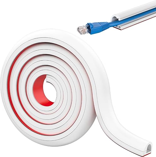 4M Canalina Passacavi Bianca Autoadesiva, Nasconde Cavi Disordinati, Canalina Passacavi Muro, Ampia Gamma di Applicazioni, Canalina Passacavi Adesiva, per la Protezione dei Cavi (Bianco) - Honorern