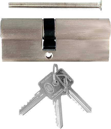 Amig - Cilindro Serratura Sicurezza | Anti-trapano in Acciaio Inox | Frizione Semplice per Anziani | Ottone Cromato, Camma Lunga, 75 (30-45 mm), Cromato Opaco, Ottone - Honorern