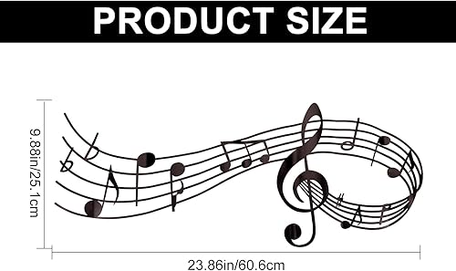 CREATCABIN Adesivi Murali Nota Musicale Decalcomania da Muro in Vinile Arte della Parete Musicale Grande Nero Adesivo in PVC Murale Adesivi Estetici Decor Peel Stick per Casa Studio Aula 60.6x25cm - Honorern