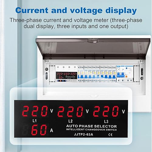 Dispositivo di Protezione da Sovratensione e Sottotensione, Stabilizzatore di Tensione 220v 63A Protezione Sovratensione Regolabile Trifase (Dual Display) - Honorern