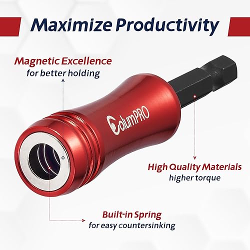 ColumPRO Set di supporti magnetici doppi (25 mm PZ2 & 25 mm PH2) per avvitatori a batteria e trapani a mano. Inserto per cartongesso per svasare viti per cartongesso - Honorern