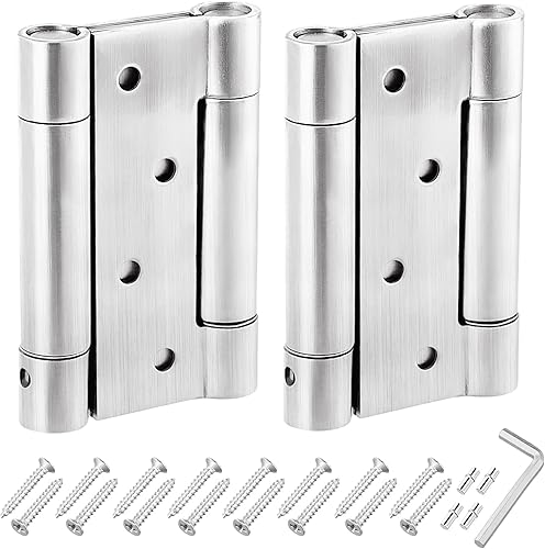 2 Pezzi Cerniere a Molla per Ante 100 mm, Cerniera per Porta a Pendolo in Acciaio Inox con Viti, Cerniere a Molla a Doppia Azione da 4 Pollici, per Anta Battente Bancone Bar e Caffetteria - Honorern