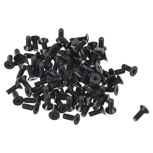 M3 x 8mm Esagonale Incassato Piatto Testa Svasata Viti x 100pz 10.9 Lega Acciaio Presa Testa Cappuccio Viti Bulloni per Macchine e Mobili, [Nero] - Honorern