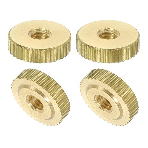 Dadi a Farfalla Scanalati 4pz M4 x D12mm x H3,5mm Foro Passante Testa Piatta Ottone con Collare Testa Piatta Foro Passante Elementi Fissaggio Pomelli Rotondi per Parti Stampanti 3D - Honorern