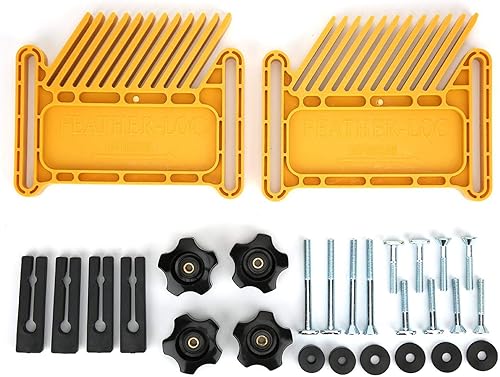 Featherboards, Feather Loc Board Double 2Pcs Yellow Table Saw Featherboard, Router Invertito Macchina per incisione Sega a nastro per sega da tavolo Recinzione Recinzioni router - Honorern