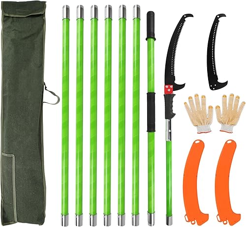 Sega da potatura telescopica, sega a mano, lunghezza regolabile, sega da giardino telescopica con borsa per il trasporto, 2 lame, sega per lavori di ramificazione e cura degli alberi (4,5 m) - Honorern