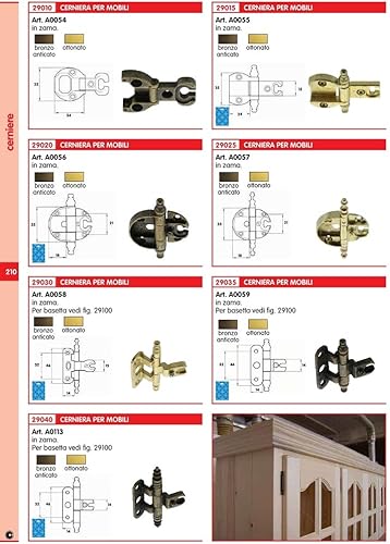 10PZ CERNIERE PER MOBILI ART. A0056 OTTONATA - Honorern