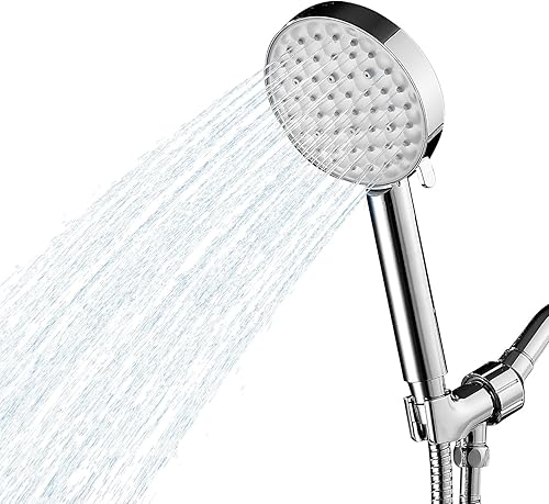 Soffione doccia con tubo 1,5 m, soffione doccia grande, a risparmio idrico ad alta pressione, con 3 tipi di getto - Honorern