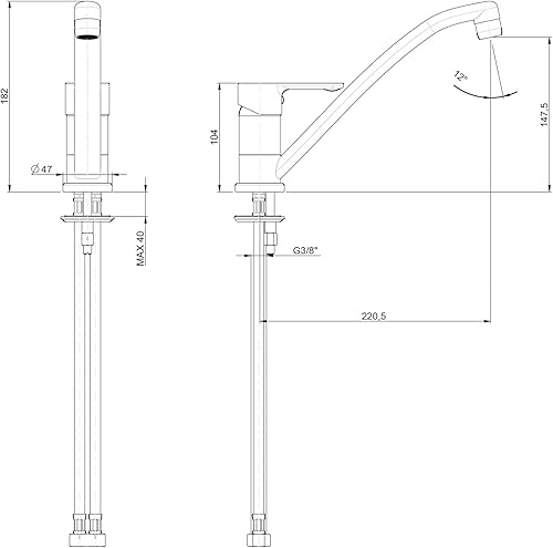 6016600 Monocomando per lavello monoforo assiale MOCCA FRATELLI FRATTINI - Honorern