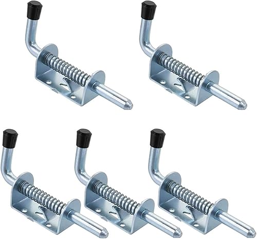 5 Pezzi Chiavistello a Molla, Molla in Acciaio Inox 304 Chiavistello Scorrevole Impugnatura in Gomma,Chiusura a Scatto Bullone a Molla Serratura per Porta Ispessita Cancello Capannone Garage Finestra - Honorern