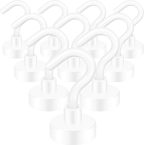 Neosmuk Ganci magnetici, 10 kg + ganci magnetici extra forti per barbecue, magneti al neodimio, supporto magnetico, per officina (bianco, 10 pezzi) - Honorern