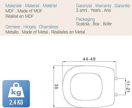 Sedile WC Copriwater Copriasse Bianco MOD. Sintesi 2.0 - Honorern