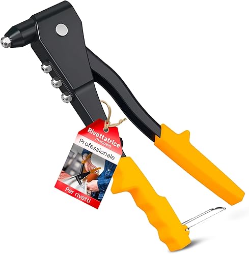 Rivettatrice Manuale 240mm per Rivetti in Alluminio, Rame e Acciaio – Rivettatrice in Alluminio con Manici Ergonomici e Ganasce Intercambiabili - Rivettatrice a Pinza Cassetta Attrezzi - Honorern