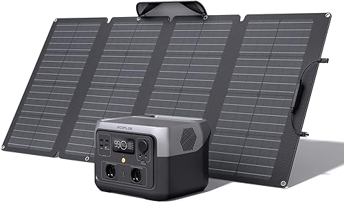 EcoFlow RIVER 2 Max Generatore solare da 512 Wh, centrale elettrica portatile LFP e pannello solare da 160 W, per campeggio e camper, carica al 100% in 60 min, con oltre 3000 cicli(Ricondizionato) - Honorern