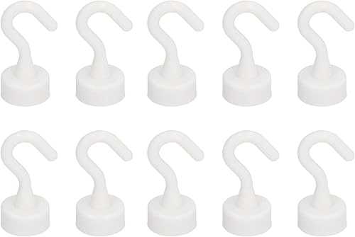 Gancio Magnetico, 10 pezzi Ganci Magnetici in Plastica Bianca Mini Gancio Magnetico Extra Forte da 11 libbre per Frigorifero a Microonde - Honorern