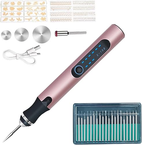 Penna per incisione elettrica, Incisore Portatile Senza Fili con 20 punte e 16 stencil, Intagliare Strumento ricaricabili USB, utensile rotanteper per Gioielli fai da te plastica legno metallo vetro - Honorern