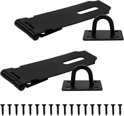 2 Pezzi Lucchetto Hasp Latch Serrature 3 Pollice (75mm) 304 In Acciaio Inox Serratura Hasp Latch Hasp per Porta Shed Gate Cabinet con Vite Nero - Honorern