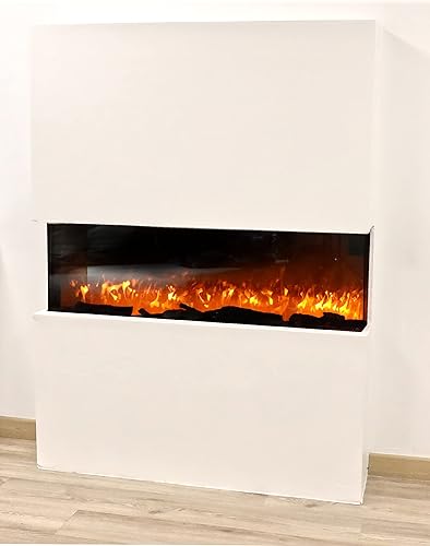 CHEMIN'ARTE Camino elettrico da incasso Elysee 3XL - 152 x 16 x 45 cm - Effetto fiamma a LED - Caminetto elettrico con timer, termostato regolabile, telecomando - Honorern