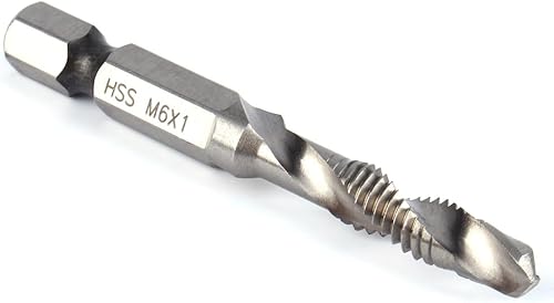 Punte Trapano Maschi Countersink Tap Drill Bit HSS M6 Inserto per Maschio Combinato a Macchina, Punte ad Attacco Esagonale 1/4' Maschiatore a Vite con Scanalature Spirale per Forare, Maschiare - Honorern