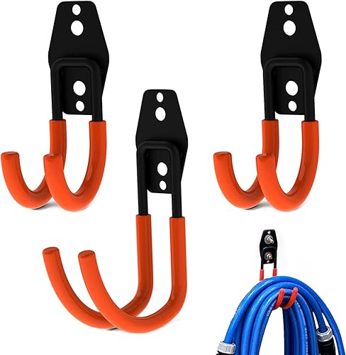 Ganci Garage, Gancio da Muro da Parete, Ganci da Metallo per Appendere, 3 Pezzi Ganci Resistenti per Garage, Adatto per Caschi, Assi da Stiro, Pentole, Biciclette, Attrezzi Fitness - Honorern