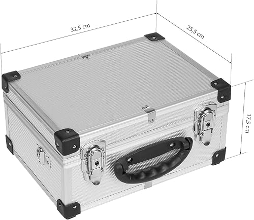 Cassetta degli attrezzi 70106 con telaio in alluminio – Cassetta degli attrezzi 32,5 x 23,5 x 17,5 cm con rivestimento in neoprene e tracolla – Argento - Honorern