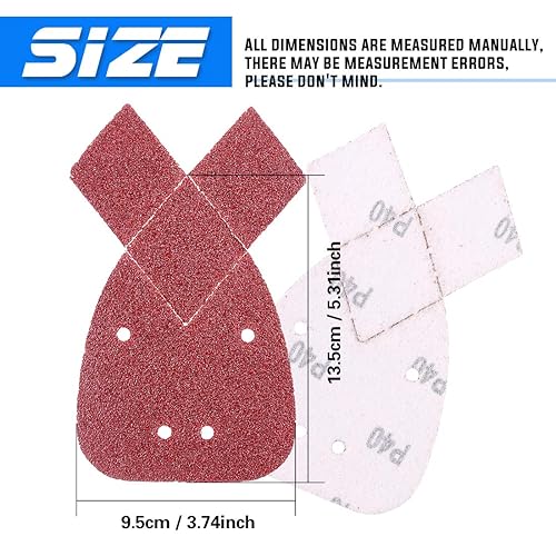 100 fogli di carta vetrata triangolare per levigatrice con 2 punte extra con gancio e anello assortiti, grana 40/60/80/100/120/180/240/320/400/800 per levigatrice a palma Black and Decker - Honorern