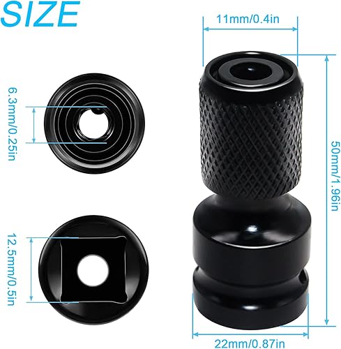 GIAK Adattatori con Attacco da Quadrello da 1/2” a Esagonale da 1/4” Adattatore per Avvitatori 2 Pezzi Adattatore di Impatto Sgancio Rapido Adattatori per Chiavi ad Impatto e Cricchetto - Honorern