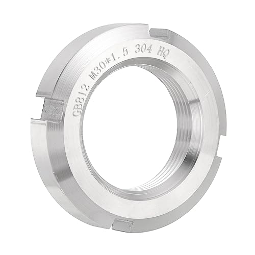 M30 x 1.5mm - 1pz Fissaggio Dadi Tondi Scanalati Quattro Scanalature - Dado Bloccaggio Tondo Acciaio Inossidabile 304 per Vari Cuscinetti Volventi, Settore Industriale, Argento - Honorern