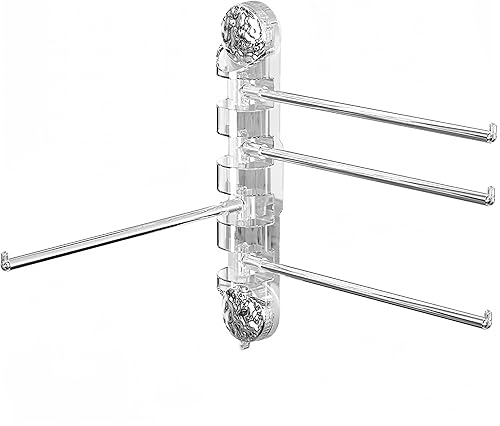 Porta Asciugamani Bagno a Ventosa 4 Barre Girevoli - Portasciugamani da Parete Senza Foratura in Acciaio Inox Antiruggine - Appendi Asciugamani Bagno Installazione Facile per Bagno e Cucina - Honorern