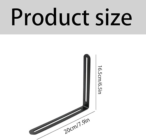 Staffe Angolari 90 Gradi Supporti - 2 pezzi (200 + 165) x24 mm in acciaio inossidabile Staffa ad angolo retto a forma di L staffa telaio per tavolo sedia mobili Letti Porte, Nere - Honorern