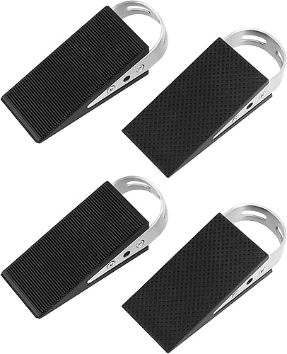 Set da 4 zeppe in gomma per porta, zeppe fermaporta per impieghi gravosi, base antiscivolo, nere, adatte per porte pesanti, porte in vetro e altro - Honorern