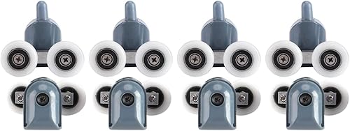 8Pcs Rulli per porta doccia Doccia Runners/Ruote/Pulegge/Guide Home Bagno fai da te Parti di ricambio (4 rulli superiori + 4 rulli inferiori + Vite + coperchietti)(Double wheel) - Honorern